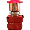 22mm Mushroom Head Pushbutton, chrome bezel, 3 pos; momentary push & pull, amber, illuminated