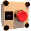 22mm Push Button Station; Single Element, Stop (Red), Momentary, Chrome Bezel, 1NC contact, N4X