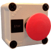 22mm Pushbutton Station; Single Element, Mshrm Head (40mm, Red), Momentary, Chrome Bezel, 1NC, N4X