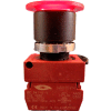 22mm Mushroom Head Pushbutton, black bezel, 3 pos; maintained push, momentary pull, red, illuminated