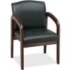 Lorell® Deluxe Faux Leather Guest Chair, 23"W x 25-1/2"D x 33-1/2"H, Black/Mahogany