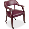 Lorell® Traditional Captain Side Chair With Casters, 24"W x 25"D x 32-3/4"H, Burgundy Vinyl