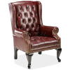 Lorell® Queen Anne Reception Chair, 29"W x 31"D x 39-1/2"H, Burgundy Vinyl Seat