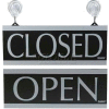 U.S. Stamp & Sign Open/Closed Sign, 4246, W/Suction Cups, 5" X 13", Black/Silver