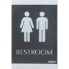 U.S. Stamp & Sign ADA Sign, 4249, RESTROOM, Adhesive, 6"W X 9"H, Black/Silver