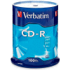 Verbatim® CD-R Discs, 94554, 52X, 700MB/80Min, Branded, Spindle, 100/Pk, Silver