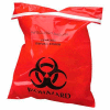 Red Stick-On Biohazard Waste Bags, 2 mil, 12"W x 14"L, 100/Box