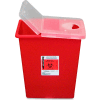 Covidien Biohazard Sharps Container with Hinged Lid, 8-Gallon Capacity, Red