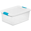 Sterilite 15 Quart 14948012 Clear Storage Latch Tote White Lid Blue Latches 16-1/4 x 11-1/4 x 6-3/4 - Pkg Qty 12