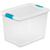 Sterilite 25 Quart 14958006 Clear Storage Latch Tote White Lid Blue Latches 16-1/4 x 11-1/4 x11-5/8 - Pkg Qty 6