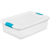 Sterilite 32 Quart 14968006 Clear Storage Latch Tote White Lid Blue Latches 23-3/4 x 16 x 6-7/8 - Pkg Qty 6