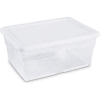 Sterilite 16 Quart 16448012 Clear Storage Tote with White Lid 16-3/4" x 11-7/8" x 7" - Pkg Qty 12
