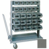 Stackbin® Small Mobile Steel Hopper Bin Unit, 37"W X 21"D X 50-1/2"H, 54 Steel Bins, Gray