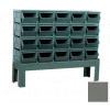 Stackbin® Steel Hopper Bin Stackrack Unit, 48"W X 18-3/4"D X 42"H, 20 Steel Bins, Gray
