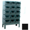 Stackbin® Steel Hopper Bin Stackrack Unit, 42-1/4"W X 20-1/2"D X 62"H, 15 Steel Bins, Black