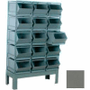 Stackbin® Pre-Built Roller Bearing Unit, 42-1/4"W X 20-1/2"D X 62"H, 15 Steel Bins, Gray