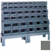 Stackbin® Steel Hopper Bin Compartment System, 65-1/2"W X 16"D X 52-1/2"H, 44 Steel Bins, Gray