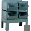 Stackbin® Steel Hopper Bin Stackrack Unit, 28-1/2"W X 20-1/2"D X 32"H, 4 Steel Bins, Gray