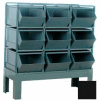 Stackbin® Steel Hopper Bin Stackrack Unit, 42-1/4"W X 20-1/2"D X 42"H, 9 Steel Bins, Black