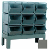 Stackbin® Steel Hopper Bin Stackrack Unit, 42-1/4"W X 20-1/2"D X 42"H, 9 Steel Bins, Gray