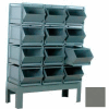 Stackbin® Pre-Built Roller Bearing Unit, 51-1/4"W X 24"D X 59"H, 12 Steel Bins, Gray