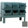 Stackbin® Steel Hopper Bin Stackrack Unit, 51-1/4"W X 24"D X 37"H, 6 Steel Bins, Gray