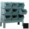 Stackbin® Steel Hopper Bin Stackrack Unit, 51-1/4"W X 24"D X 48"H, 9 Steel Bins, Black