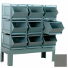 Stackbin® Steel Hopper Bin Stackrack Unit, 51-1/4"W X 24"D X 48"H, 9 Steel Bins, Gray