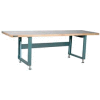 Stackbin 4000 Series Workbench W/ Ash Square Edge Top & Power Lift, 96"W x 36"D, Gray