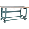 Stackbin 2500 Series Workbench W/ Maple Square Edge Top & Power Lift, 60"W x 30"D, Black