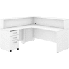 Bush Furniture Reception L Desk with 3 Drawer Mobile Pedestal - White - Studio C Series