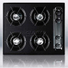 Summit-Cooktop, 4 Burners, Gas Spark Ignition, Porcelain Surface, Black, 24"W