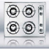 Summit-24"W Gas Cooktop, Four Burners, Gas Spark Ignition, Brushed Chrome