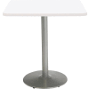KFI 36" x 36"H Square Counter Height Pedestal Table - Designer White Top - Round Silver Base