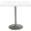 KFI 42" x 36"H Square Counter Height Pedestal Table - Designer White Top - Round Silver Base