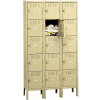 Tennsco Five Tier 15 Door Box Locker With Legs, 12"Wx18"Dx12"H, Light Gray, Unassembled