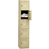 Tennsco Five Tier 5 Door Box Locker, 12"Wx15"Dx12"H, Sand, Assembled