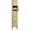 Tennsco Five Tier 5 Door Box Locker With Legs, 12"Wx18"Dx12"H, Medium Gray, Assembled
