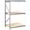 Tennsco Bulk Storage Rack - 72"W x 24"D x 96"H - Add-On - 3 Shelf Levels - Wood Deck - Light Gray