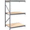 Tennsco Bulk Storage Rack - 72"W x 36"D x 96"H - Add-On - 3 Shelf Levels - Wood Deck - Medium Gray