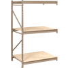 Tennsco Bulk Storage Rack - 72"W x 48"D x 96"H - Add-On - 3 Shelf Levels - Wood Deck - Sand