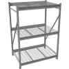 Tennsco Bulk Storage Rack - 96"W x 48"D x 120"H - Starter - 3 Shelf Levels - Wire Deck - Medium Gray