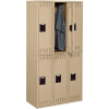Tennsco Steel Locker DTK-121830-C-CPY - Double Tier No Legs 3 Wide 12x18x30 Unassembled, Putty