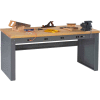 Tennsco EB-1-3672M Panel Leg Workbench - 4 Outlet Panel, Hardwood Top - 72"W x 36"D x 33-1/2"H