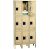 Tennsco Steel Locker TTK-121224-3-CPY - Triple Tier w/Legs 3 Wide 12x12x24 Unassembled, Putty