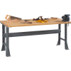 Tennsco WB-1-3660W Flared Leg Fixed Height Workbench- Hardwood Square Edge 60x36x33-3/4 Gray