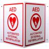 First Voice™ AED 3D V-Shaped Projecting Wall Sign, Metal