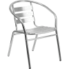 Flash Furniture Commercial Indoor-Outdoor Restaurant Stacking Chair - Aluminum Slats - Gray