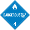 INCOM® TA430SS Class 4.3 Danger When Wet Rigid Plastic Placard - 100/Pkg
