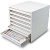 TrippNT White PVC Mega 108 Column HPLC Storage Cabinet with Clear Lids, 15"W x 16"D x 16"H
